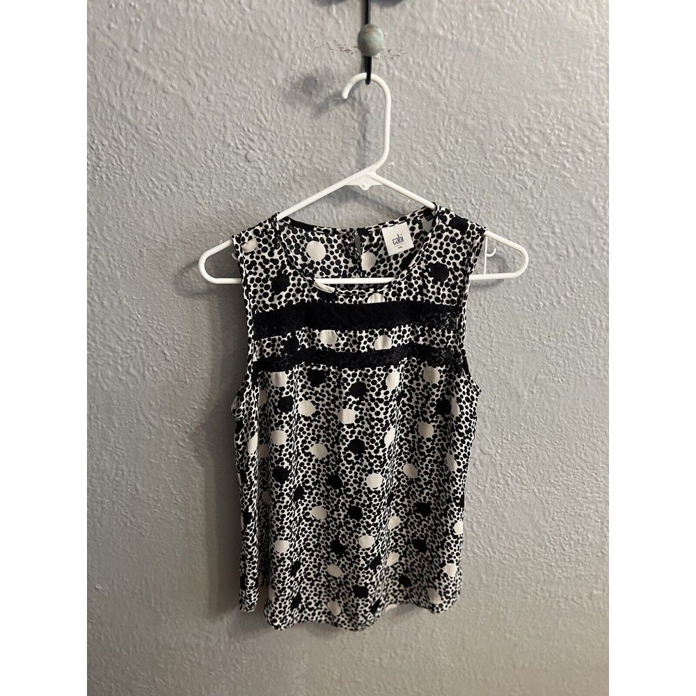 Cabi Womens Black & White Blouse Top Sleeveless Size Small‎ - Picture 3 of 7